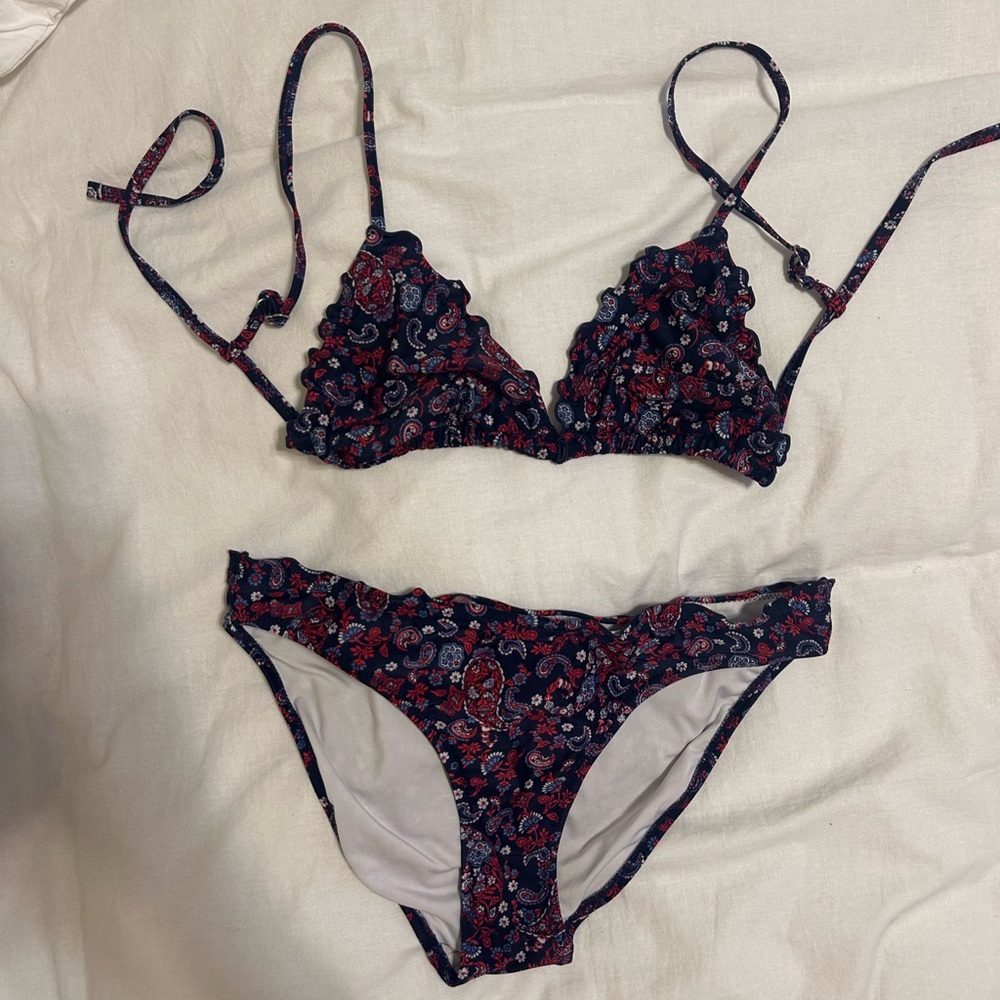 Old Navy Red and Blue Paisley Bikini Set
